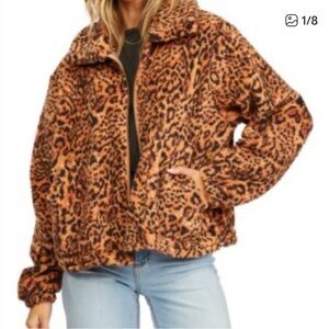 Billabong Leopard Animal Print Sherpa Jacket